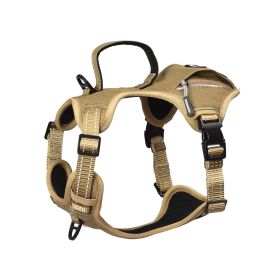 PETMARVEL High-Perfomance Tactical Dog Harness With Poop Bag Holder, No Pull Front Clip & Metal Buckles, Brown S