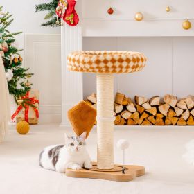 Mewoo Cat Scratching Post With Bed - Small Cat Tower With Sisal Scratcher, Removable Perch & Ball Track Toys For Indoor Cats Brown, Medium