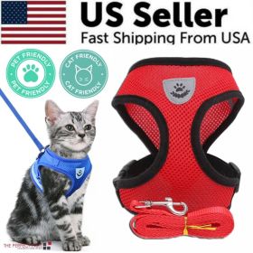 Cat Dog Pet Harness Adjustable Control Vest Dogs Reflective S M L XL Leash (Option: Red-S)