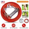 iMounTEK 49.2FT Dog Tie Out Cable – Heavy-Duty Chew-Resistant Dog Lead with 360° Swivel Clips & Shock-Absorbing Spring