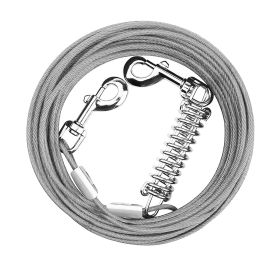 iMounTEK 49.2FT Dog Tie Out Cable – Heavy-Duty Chew-Resistant Dog Lead with 360° Swivel Clips & Shock-Absorbing Spring (Option: TieOutCableGrey15M)