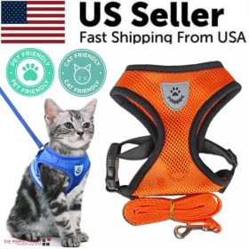 Cat Dog Pet Harness Adjustable Control Vest Dogs Reflective S M L XL Leash (Option: Orange-L)