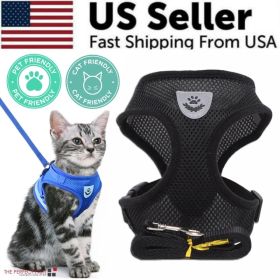 Cat Dog Pet Harness Adjustable Control Vest Dogs Reflective S M L XL Leash (Option: Black-L)