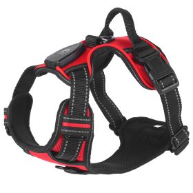 iMounTEK Rechargeable LED Light Up Dog Harness – No Pull Reflective Lighted Vest with Handle for Small, Medium & Large Dogs (Option: DogHarnessRedM)