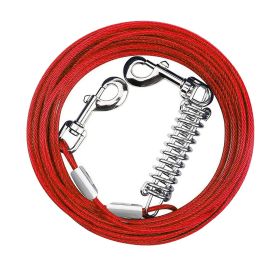 iMounTEK 29.5FT Dog Tie Out Cable – Heavy-Duty Chew-Resistant Dog Lead with Shock-Absorbing Spring & 360° Swivel Clips (Option: TieOutCableRed9M)