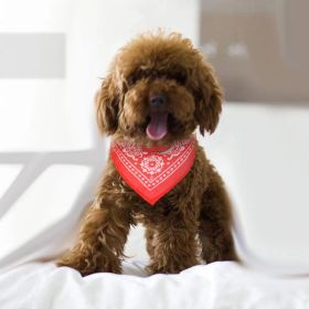 Adjustable Bandana Leather Pet Collar Triangle Scarf (Option: Red-L)