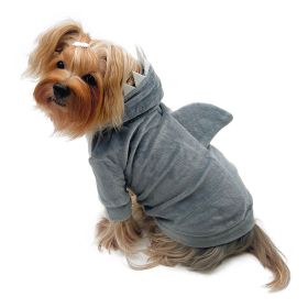 Ultra Plush Shark Hoodie with Fin & Teeth (Color: gray, size: XL)