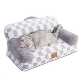Jacquard Luxury Solid Color Pattern Leather Fur Machine Washable Detachable Cover Pet Bed (Color: gray)