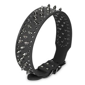 iMounTEK Leather Studded Dog Collar – Adjustable Spiked PU Leather Pet Collar for Strong Breeds & Everyday Style (Option: LeatherCollarBLKS)