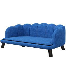 Pearl Design Pet Sofa for Medium and Large Sized Dogs, Pet Bed with Cushion and Solid Wood Legs, Dark Blue (Option: Blue-1010x620x275 mm)
