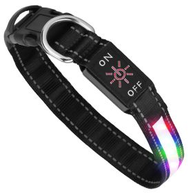 iMounTEK LED Light Up Dog Collar – USB Rechargeable Glowing Safety Collar with 9 Light Colors & IPX7 Waterproof Design (Option: LEDDogCollarM)