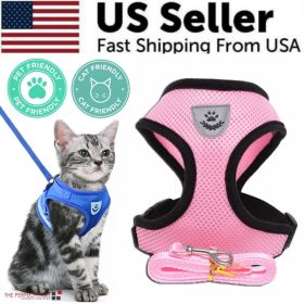 Cat Dog Pet Harness Adjustable Control Vest Dogs Reflective S M L XL Leash (Option: Pink-S)