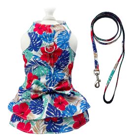 Hawaiian Harness Dress with Matching Leash (Color: Multi, size: S)