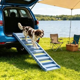 Gray Portable Dog Ramp Foldable Stairs for Medium Small Dogs to Get on Car Truck SUV (Option: default title)