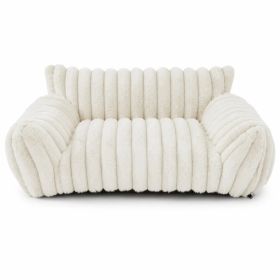Cute Cat Couch For Pets - Fluffy Cat Beds With Premium Soft Corduroy Fleece, Fuzzy Cats Beds For Indoor Cats With Removable Washable Cover, Suppo (Option: White-S)