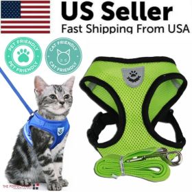Cat Dog Pet Harness Adjustable Control Vest Dogs Reflective S M L XL Leash (Option: Green-S)