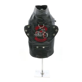 Biker Dawg Motorcycle Dog Jacket (Color: Black, size: X-Large)